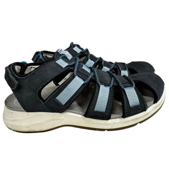 Clarks Solan Sail Fisherman Sandal Navy Combi Suede 7M - Picture 3 of 12